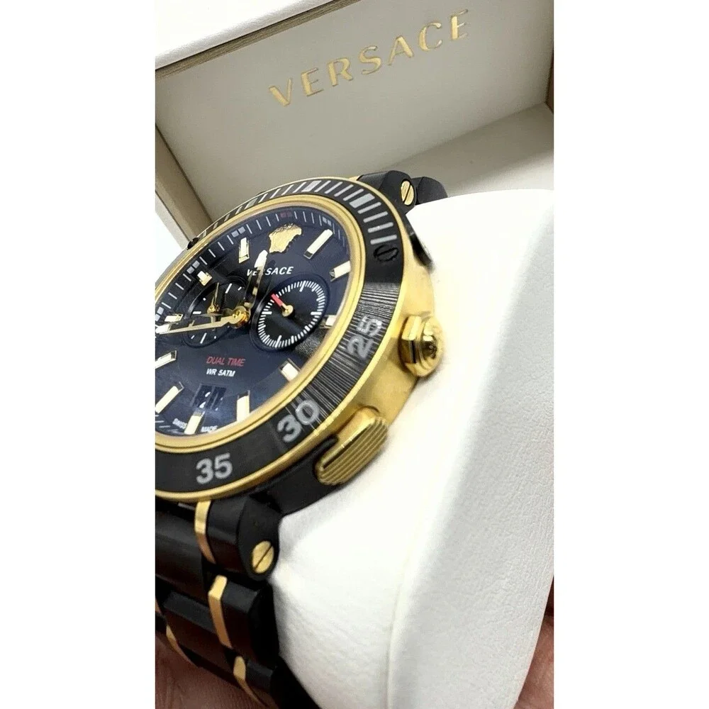 Versace V-Extreme Pro Multifunction Dual Time Watch with Bracelet, Black